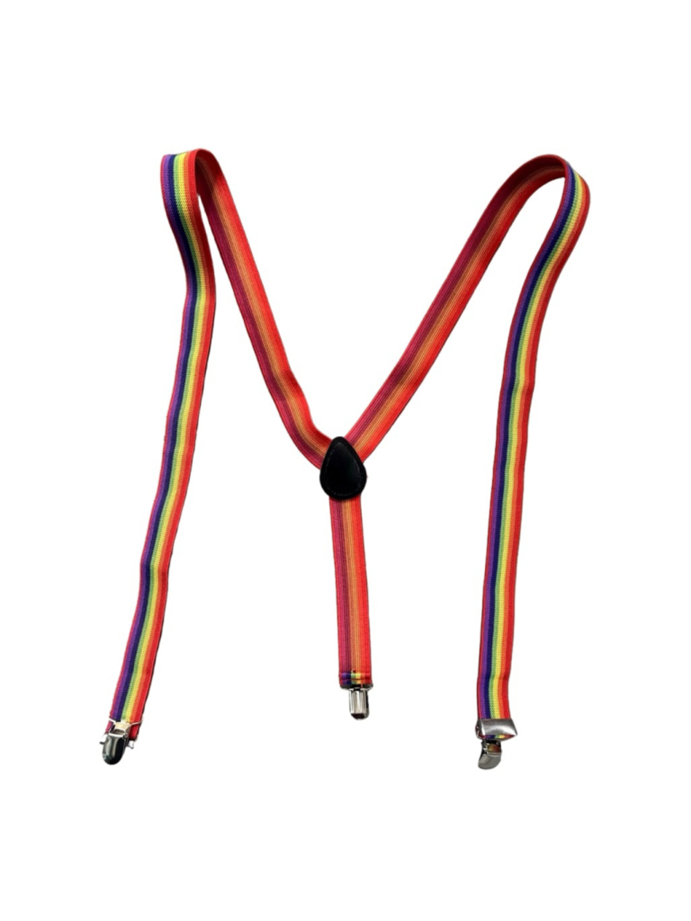 Vintage Vibrant Rainbow Striped Suspenders – Adjustable Y-Back Clip-On